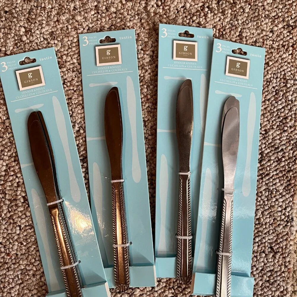 Gibson Tustin Dinner Knives‎ Set 12 Dishwasher Safe (4 sets of 3) (NEW)